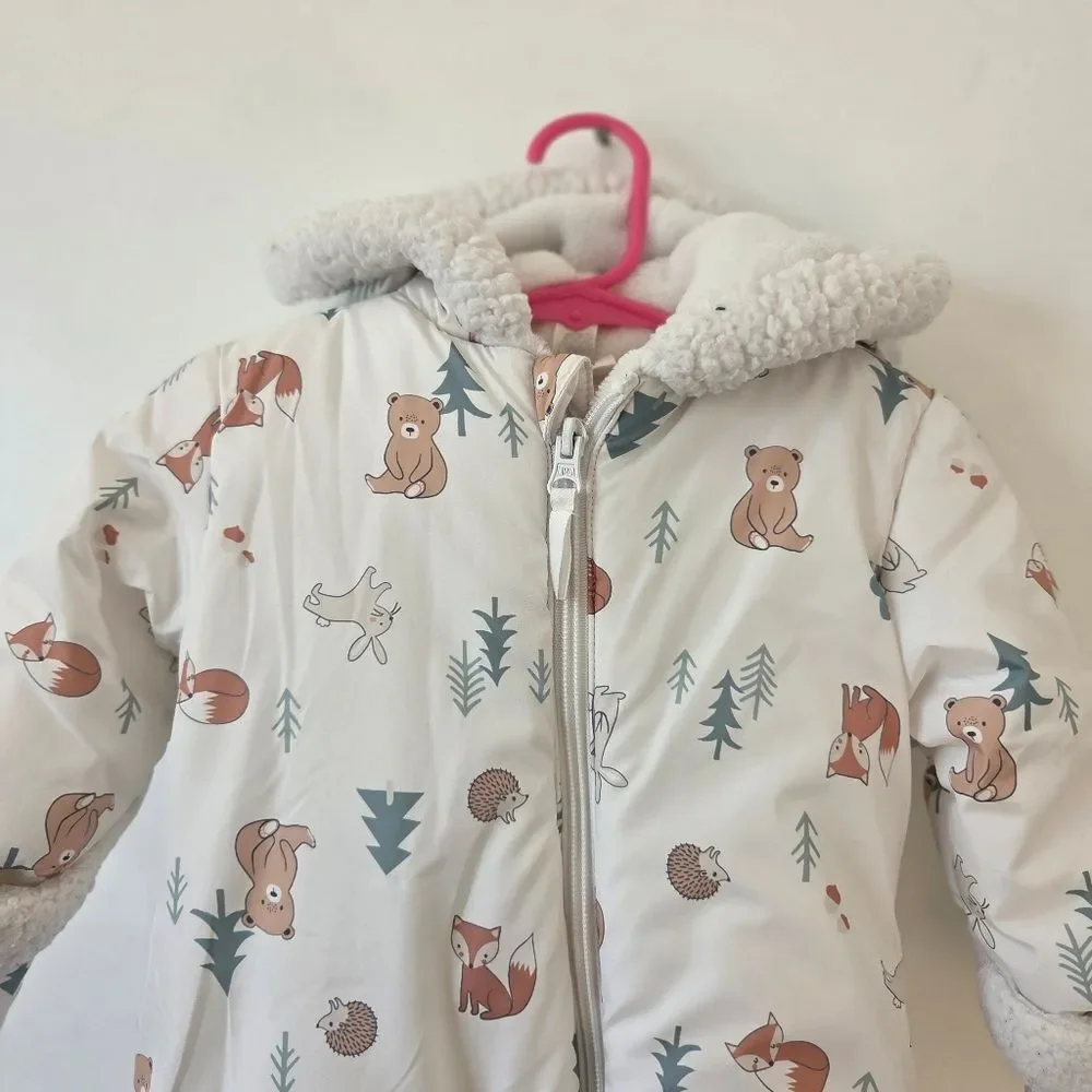 First Watch Baby Bunting Snowsuit Playsuit Warm Cozy Unisex Woodland 9-12 Months